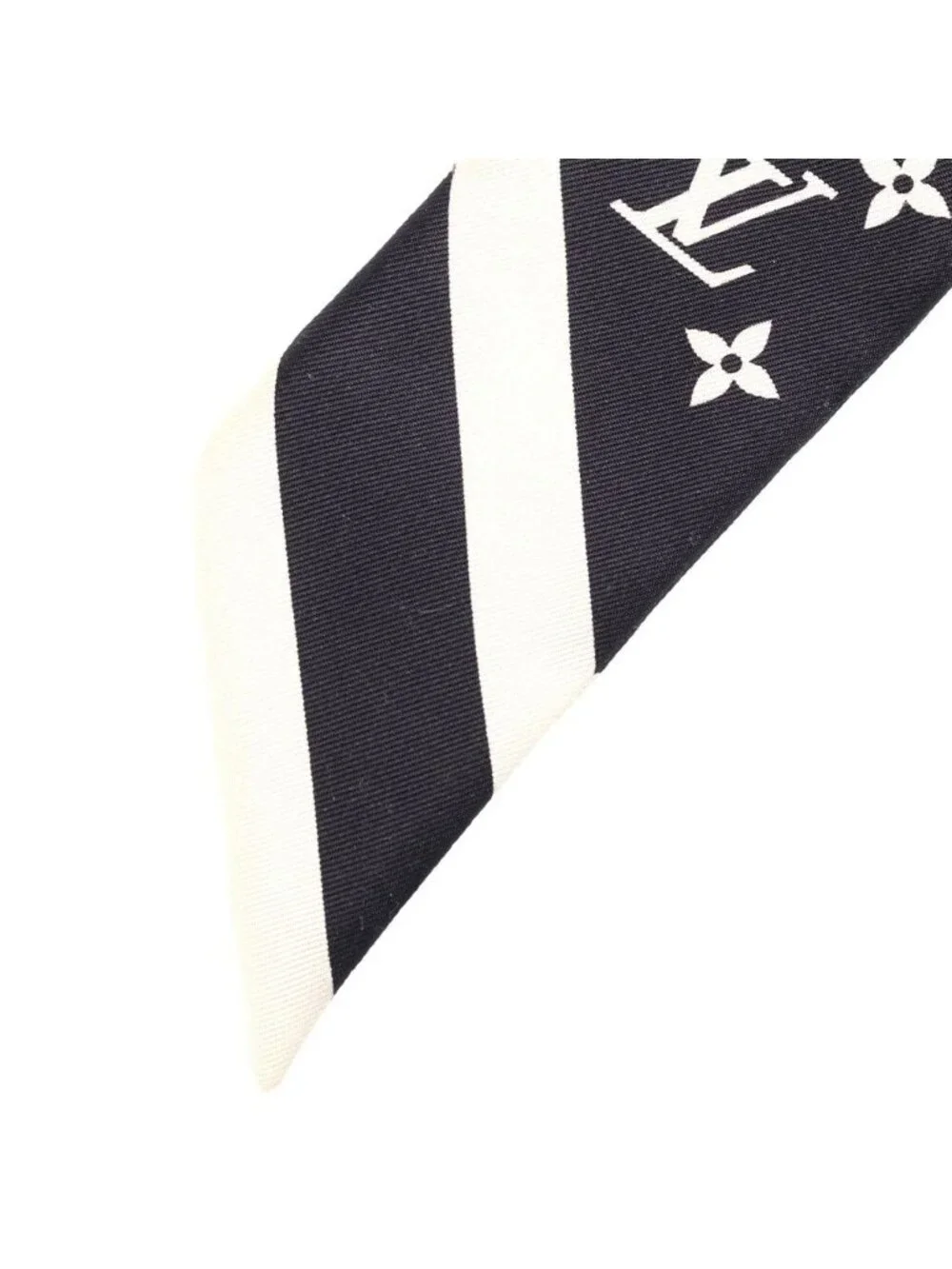 Louis Vuitton Bandeau BB Monogram Twilly Silk Scarf Black White